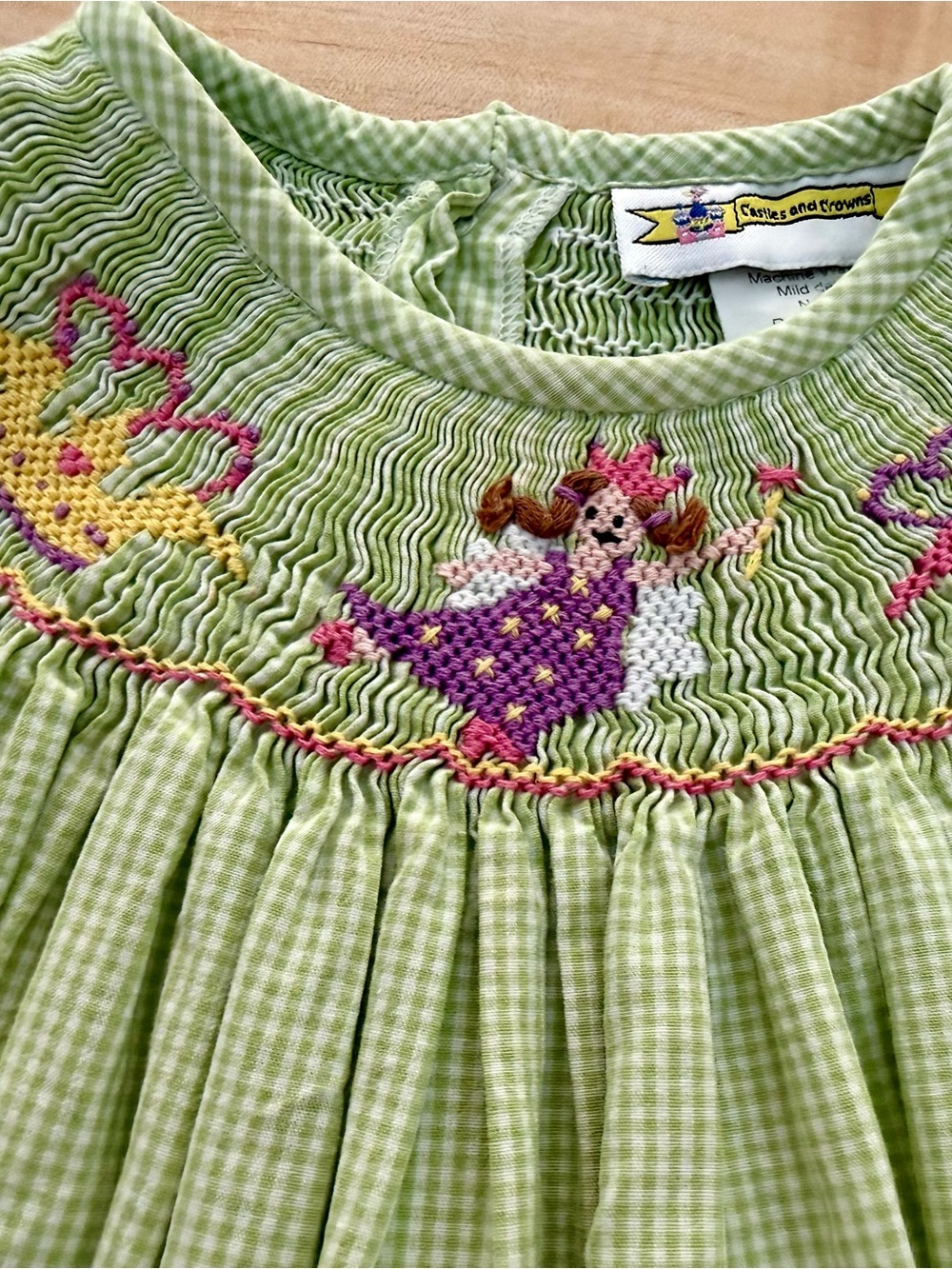 Castles and Crowns Girls' Green Smocked Fairy Dress
